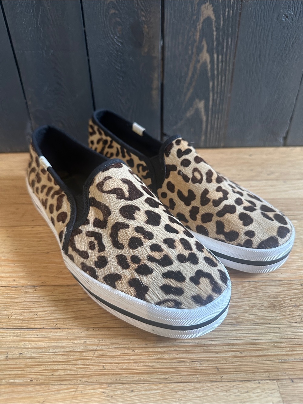 ☘️Kate Spade Keds Leopard Print Slip-On Sneakers - Pony Hair Upper